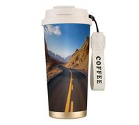 nanger Freeway Highway Road In The Desert Tasse à café isotherme en acier inoxydable 316 avec couvercle anti-fuite, garde au chaud ou au froid