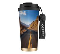 nanger Freeway Highway Road In The Desert Tasse à café isotherme en acier inoxydable 316 avec couvercle anti-fuite, garde au chaud ou au froid