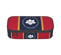 nanger Mississippi Trousse à crayons grande capacité avec fermeture éclair Motif drapeau de l'État du Mississippi