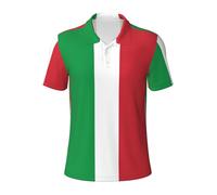 nanger Polo de golf à manches courtes pour homme avec imprimé drapeau italien à séchage rapide pour athlétisme et décontracté, noir, Taille 4XL