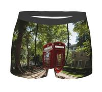 nanger Red Phone Booth London Street Print Boxer pour homme, respirant, doux, extensible, confortable, classique, noir, X-Large