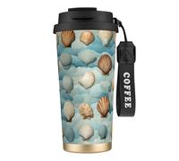 nanger Sea Shell Tasse à café isotherme en acier inoxydable 316 avec couvercle anti-fuite, garde au chaud ou au froid