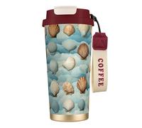 nanger Sea Shell Tasse à café isotherme en acier inoxydable 316 avec couvercle anti-fuite, garde au chaud ou au froid