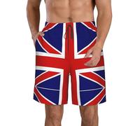 nanger Short de bain pour homme avec poches à séchage rapide Motif drapeau anglais, blanc, Large
