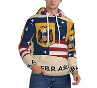 nanger Sweat à capuche décontracté à manches longues avec poche pour homme Motif drapeau du Nebraska abstrait, noir, 3X-Large