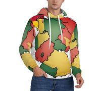nanger Sweat à capuche décontracté abstrait imprimé carte drapeau allemand pour hommes, pull à capuche en polaire fine à manches longues avec poche, noir, XX-Large
