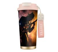 nanger Tasse à café isotherme en acier inoxydable 316 avec couvercle anti-fuite, garde au chaud ou au froid en forme de guitare musicale