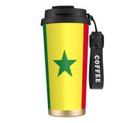 nanger Tasse à café isotherme en acier inoxydable 316 avec couvercle anti-fuite, motif drapeau du Sénégal, garde au chaud ou au froid
