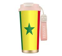 nanger Tasse à café isotherme en acier inoxydable 316 avec couvercle anti-fuite, motif drapeau du Sénégal, garde au chaud ou au froid