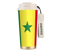 nanger Tasse à café isotherme en acier inoxydable 316 avec couvercle anti-fuite, motif drapeau du Sénégal, garde au chaud ou au froid
