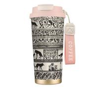 nanger Tasse à café isotherme en acier inoxydable 316 avec couvercle anti-fuite, motif loup, garde au chaud ou au froid