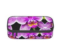 nanger Trousse à crayons avec imprimé fleur d'orchidée - Grande capacité - Organiseur de papeterie esthétique avec fermeture éclair