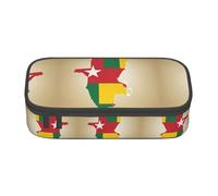 nanger Trousse à crayons avec motif carte du Togo avec une étoile blanche imprimée, grande capacité, organiseur de papeterie esthétique avec fermeture éclair