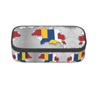 nanger Trousse à crayons de grande capacité avec fermeture éclair et drapeau de la Roumanie