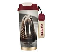 nanger Walrus In The Sea Tasse à café isotherme en acier inoxydable 316 avec couvercle anti-fuite, garde au chaud ou au froid
