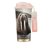 nanger Walrus In The Sea Tasse à café isotherme en acier inoxydable 316 avec couvercle anti-fuite, garde au chaud ou au froid