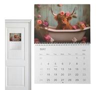 Nankoyal Calendrier Mural 2026 12 Mois | Calendrier Mensuel 2026 Vaches Highland,Planificateur de Gestion du Temps Personnel pour Planifier Horaires Objectifs Rendez-vous Organisation