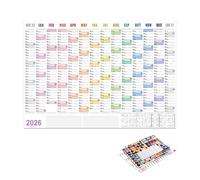 Nankoyal Calendrier Pour L Année 2026 - Accessoire de Planning de Format Poster | Janvier 2026-Décembre Calendrier Agenda De Planification | Pour Chambre École Travail Appartement Dortoir Hôtel