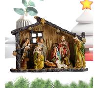 Nankoyal Scène de la Nativité,Décorations de Noël de 38 cm - Ornements De Table en Résine De La Sainte Famille avec Crèche - pour Cheminée Familles Église Catholique Table Fête