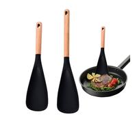 Nankoyal Spatules En Silicone Résistantes À La Chaleur | 2 Pièces De Spatule À Frire Avec Manche En Bois | Pelle de Cuisine Anti-Rayure - Pour La Maison Le Grill Le Chef Les Crêpes La Friture La