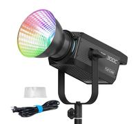 NANLITE FS-300C Lumière vidéo continue RVB (température de couleur de 2500 K à 7 500 K, 34 200 lux @ 1 m (avec réflecteur), compatible avec contrôle d'application, refroidissement silencieux pour