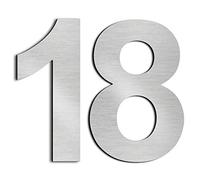 nanlyiau 2pc 3in/7.5cm Numero maison Numéros de maison numero maisonchiffres de boite aux lettres numero maison design en acier inoxydable 304 massif(3in number 18)