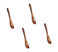 Nanmu Cuillère en bois laqué artisanal robuste pour café, thé, soupe, dessert, ustensiles de cuisine naturels, 4 styles de cuillères à dessert