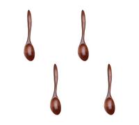 Nanmu Cuillère en bois laqué artisanal robuste pour café, thé, soupe, dessert, ustensiles de cuisine naturels, 4 styles de vaisselle en bois étanche