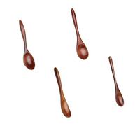 Nanmu Cuillère en bois laqué artisanal robuste pour café, thé, soupe, dessert, ustensiles de cuisine naturels, 4 styles de vaisselle en bois étanche