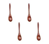 Nanmu Cuillère en bois laqué artisanal robuste pour café, thé, soupe, dessert, ustensiles de cuisine naturels, 4 styles de cuillères à dessert