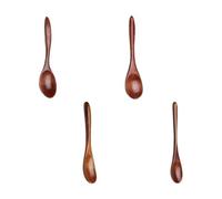 Nanmu Cuillère en bois laqué artisanal robuste pour café, thé, soupe, dessert, ustensiles de cuisine naturels, 4 styles de cuillères à dessert