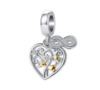 NanMuc Breloque en forme d'arbre de vie avec inscription « Grandma » pour bracelet Pandora avec symbole de l'infini, Métal, Base