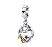 NanMuc Breloque en forme de cœur avec inscription « Mother Daughter and Son » pour bracelets Pandora, Métal, Base