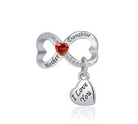 NanMuc Breloque en forme de cœur avec inscription « Mother Daughter » et « I Love You » - Pour bracelets à breloques Pandöra - Cadeau d'anniversaire pour maman