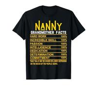 Nanny Grandmother Facts Grandma Nutritional Fact Mother's Day T-Shirt