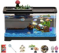 Nano Aquarium Compact - Kit Complet pour Chambre d'enfant - Décoration d'aquarium en Verre - Kit Complet de Bassin à Poissons LED - Mini débutant - pour Les débutants - Soin des Animaux,aquarium de bu