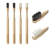 Nano Brosse à Dent Bambou Paquet de 4 avec 20,000 Poils Extra Doux Naturels Biodégradables Forte Capacité de Nettoyage, Adapté aux Personnes Ayant des Gencives Sensibles Enfants et des Adultes