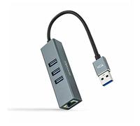 Nano Cable 10.03.0407 - Convertisseur USB 3.0 vers Gigabit Ethernet + 3XUSB 3.0, Aluminium, Gris, 15 cm