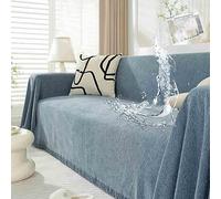 Nano Jeté de canapé 3 places en chenille imperméable avec pompons décoratifs, lavable et respirant