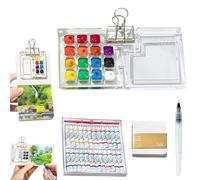 Nano Palette Watercolor, Pocket Artist Watercolor Travel Set, Nanopalette Mini Watercolor Paint Set, Mini Watercolor Palette, Paint Palette Travel Kit with Binder Clips (Acrylic 15 Grids)