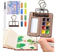 Nano Palette Watercolor, The Complete Nanopalette Set, Pocket Artist Watercolor Travel Set, 2025 New Mini Watercolor Paint Set Paint Palette Travel Kit with Binder Clips (C)