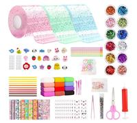 Nano Ruban À Bulles, 93 Pièces Nanos Tape Bubbles Kit pour Enfants, 3 Rouleaux de Ruban Adhésif Nano, Lot de Rubans Adhésifs Tape avec Paillettes, Autocollants, pour DIY