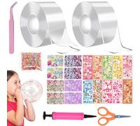 Nano Tape Bubble Kit for Kids, 24 Ruban Adhésif Nano à Bulles à Super élasticité, Avec Autocollants Pailletés, Ensemble de Bricolage, Petit Cadeau de Fête et Jouet Antidéresse Convient aux Enfants