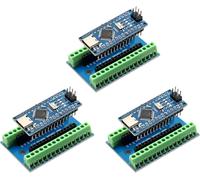 Nano-V3 Module with CH340 Chip + Nano I/O Shield V1.O Single Extension Board with Screw Terminals Compatible with Arduino Nano (3 Pieces)