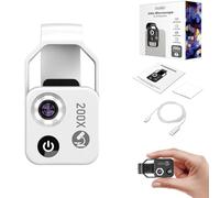Nano Zoom 200x for iPhone, Nanozoom 200x Magnification Zoom, Nanosight x200, Nanozoom for iPhone, Nano Zoom Lens for iPhone with LED Light Universal Clip (White)