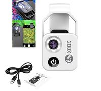 Nano Zoom x200, Nanozoom 200x Magnification Zoom, Nanozoom, Nanozoom Cell Phone Lens, Phone Microscope with CPL Lens/LED Light, Turns Any Smartphone Into a Pro-Microscope (White)