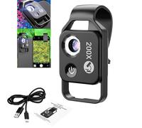 Nano Zoom x200, Nanozoom 200x Magnification Zoom, Nanozoom, Nanozoom Cell Phone Lens, Phone Microscope with CPL Lens/LED Light, Turns Any Smartphone Into a Pro-Microscope (Black)