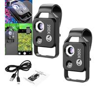Nano Zoom x200, Nanozoom 200x Magnification Zoom, Nanozoom, Nanozoom Cell Phone Lens, Phone Microscope with CPL Lens/LED Light, Turns Any Smartphone Into a Pro-Microscope (Black*2)