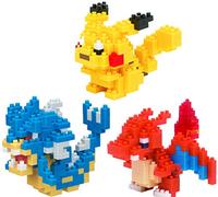 Nanoblock Building Blocks Pokemon Pikachu (130pcs), Leviator (Gyarados)(170pcs) & Dracaufeu (Lizardon)(200pcs) Gift Set Bundle - 3 Pack