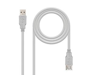 Nanocable 10.01.0202 - Câble rallonge USB 2.0, mâle-femelle, Beige, 1mts